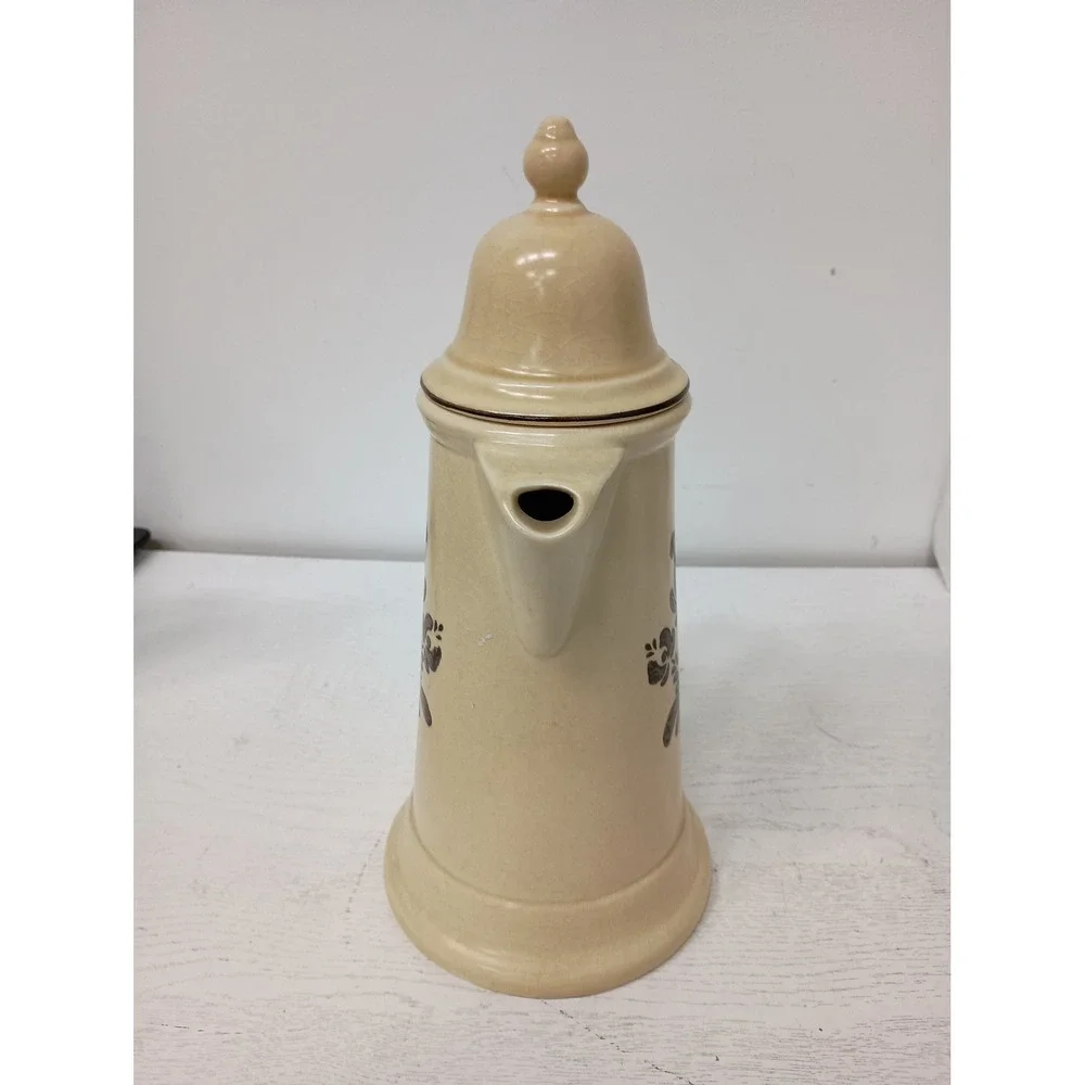 Pfatzgraff Coffee‎ Tea Pot Pitcher Tan Brown Floral Stoneware Village Vintage